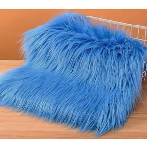 Faux Fur Fabric Square Patches for Crafts, Sewing, Costumes, Seat Pads (Blue, 20 x 20 Inch)