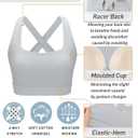 RUNNING GIRL High Impact Sports Bras for Women, High Support Running Strappy Women's Sports Bra with Sewn in Pads (Gray, XXL)