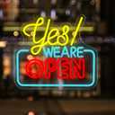 Open Neon Signs Yes We Are Open Neon Light,USB Powered,Hanging Wall Art Decor for Business,Coffee, Shop, Bar, Bakery,Hotel Store,13.7 x 12.2 IN-USB Powered-Acrylic