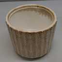 5.3-Inch Ceramic Utensil Crock Utensil Holder Countertop, Embossed Ceramic Storage Canister - with Non-Slip Cork Base, Rustic Farmhouse Multi-Purpose Desktop Organizer, Kitchen Decor(Wheat Brown)