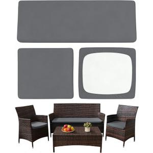 3 Pieces Outdoor Cushion Covers Stretch Patio Seat Slipcovers | Waterproof Sofa Cushion Cover Set Replacement for Wicker Furniture, Bench & Seat Cushions, Cover Only, Grey