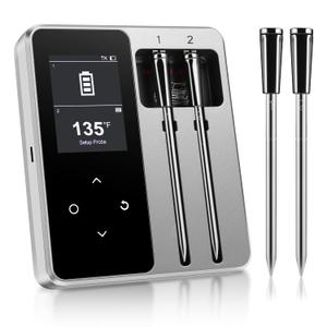 Wireless Meat Thermometer with 2 Probes  Digital Thermometer with Unlimited Bluetooth Range and LED Display for Cooking, Grilling, BBQ, Roasting, Smoking, and Baking  Meater Thermapen