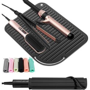 Quccefods 2 Pack Heat Resistant Mat Large Silicone Hot Hair Tools Holder for Curling Irons Flat Iron Hair Styling Tools Mat Portable Vanity Pad (Black) Quccefods 2 Pack Heat Resistant Mat Large Silicone Hot Hair Tools Holder for Curling Irons Flat Iron Hair Styling Tools Mat Portable Vanity Pad (Black)