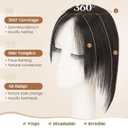 Hairro Real Hair Toppers For Women Short Small Wiglet Hairpieces Natural Invisible No Bang Middle Part Side Bangs Hair Clip 12 Inches 19g #1B Natural Black