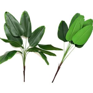 Artificial Banana Tree Plants Imitation Bird of Paradise Plant Faux Tropical Greenery Leaves Bush Fake Large Leaf for Indoor Outdoor Home Kitchen Party Flowers Arrangement Wedding Decorations 2 Pack