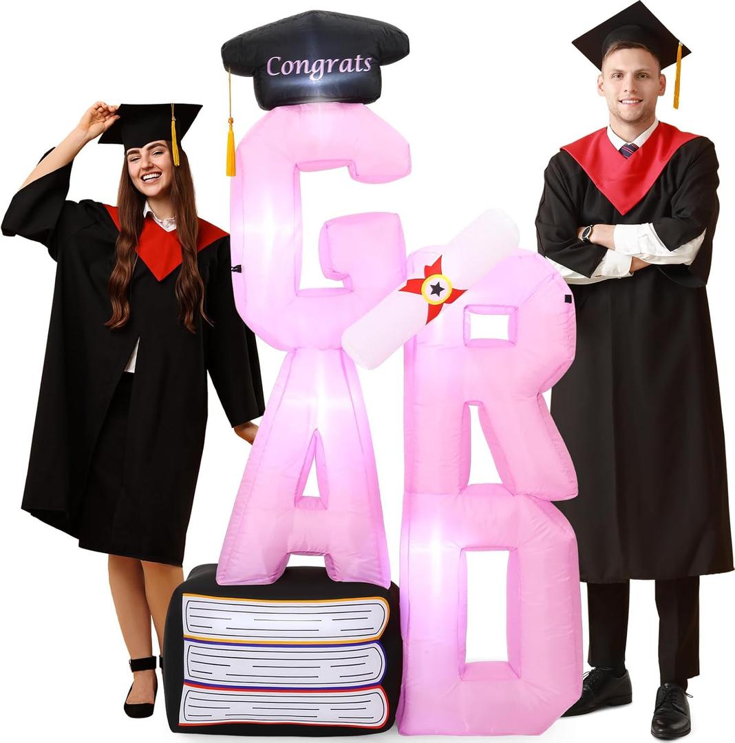 Leyndo 6 ft Inflatable Graduation Decorations Large Blow up Grad Letter Decorations with LED Light Recyclable Yard Sign for Congrats Grad Party Outdoor Indoor College High School (Black, Pink) Leyndo 6 ft Inflatable Graduation Decorations Large Blow up Grad Letter Decorations with LED Light Recyclable Yard Sign for Congrats Grad Party Outdoor Indoor College High School (Black, Pink)