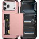 Nvollnoe Compatible with iPhone 17 Pro Max Case with Card Holder Dual Layer Heavy Duty Protective Shockproof Hidden Card Slot Slim Wallet Phone Case for Women&Men 6.9 inch(Rose Gold)
