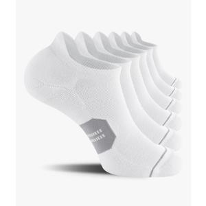 CS CELERSPORT 6 Pack Men's Running Ankle Socks with Cushion, Low Cut Athletic Tab Socks White M