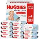 Huggies Simply Clean Unscented Baby Diaper Wipes, 11 Flip-Top Packs (704 Wipes Total), 