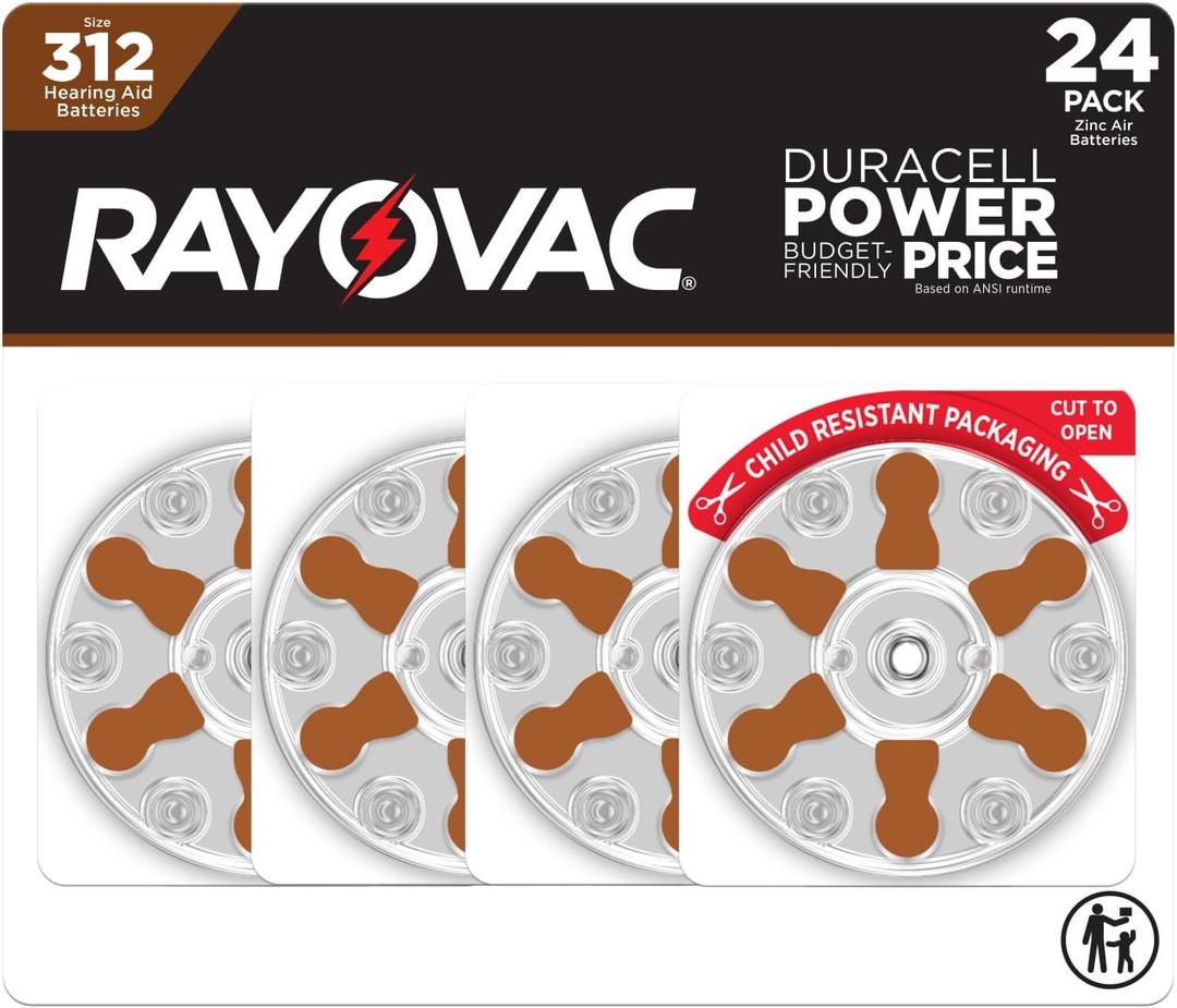 Rayovac Size 312 Hearing Aid Batteries (24 Pack)
