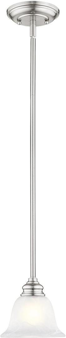 Livex Lighting Glass Shade 1340-91 Essex 1-Light Mini Pendant, Brushed Nickel