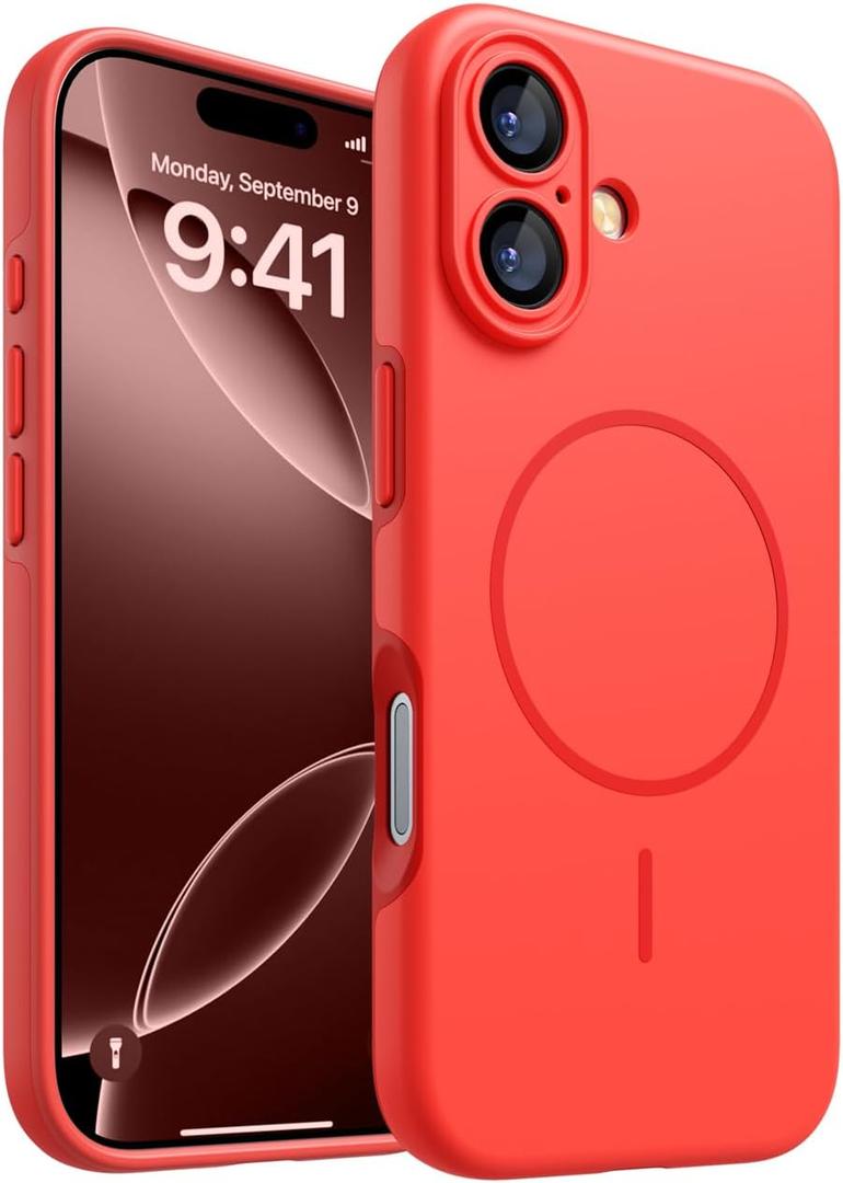 Magnetic for iPhone 17 Case, [Matte Solid Color] [Full Camera Protection] Protective Case for iPhone 17 - Red