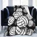 Volleyball Blanket, Volleyball Gifts for Teen Girls Boys, Soft Plush Warm Lightweight Fleece Throw Blanket for Bedroom Living Rooms Sofa, Gifts Blankets for Sport Lovers Birthday Christmas (50"x40", Black White-1)