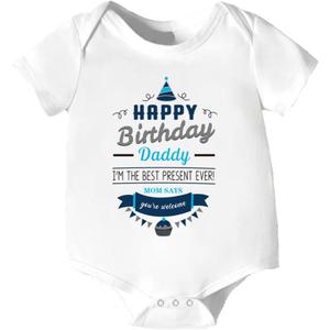 G-Amber Happy Birthday Daddy Mommy Baby Boys Girls Romper Bodysuit Infant Funny Letter Jumpsuit Outfit 0-24Months (9-12 Months)