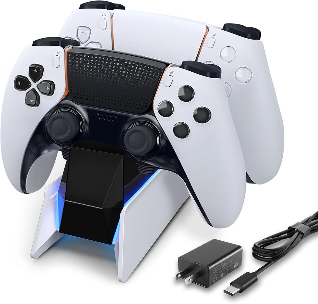 PS5 Controller Charging Station Dock, Dual Charging for Dualsense, playstation 5 Wireless Accessories with Blue LED ON/Off Automatically