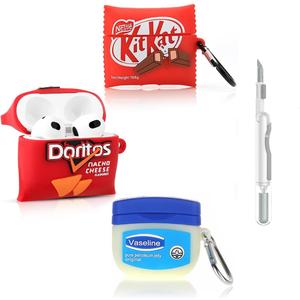 (3Pack) Case for AirPods 3rd Generation with Cleaning kit, XMBYGY Cute Skin Design Silicone Cartoon Charging Case Protective Covers with Keychain for AirPods 3 Earbuds (D+F+K)