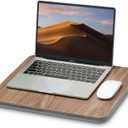 ZEAPTAC Portable Lap Laptop Desk with Pillow Cushion, Fits up to 15.6 inch Laptop, Lap Stand for Bed & Couch & Carpet, Book Tablet/Drawing Board/Computer Laptop Stand - Dark Brown Wood