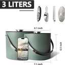 Bakpoco 3L Ice Bucket with Silicone Lid, Scoop, Tongs & Strainer, Stainless Steel Double Wall Insulated Ice Buckets for Parties & Cocktail Bar, Outdoor Champagne Ice Container Bin, Dusty Green