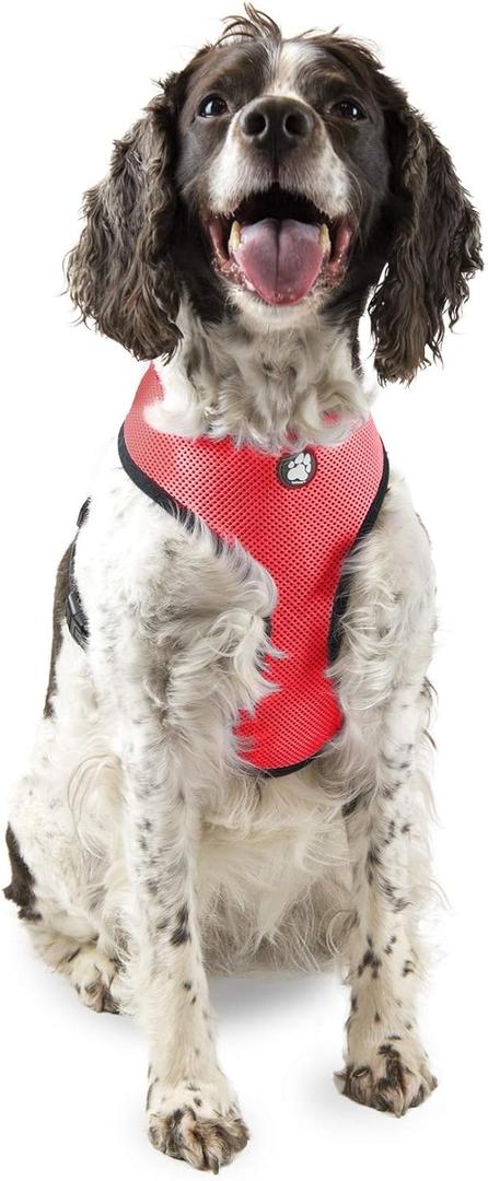 Furhaven Adjustable Padded Mesh Dog Harness - Red, Large
