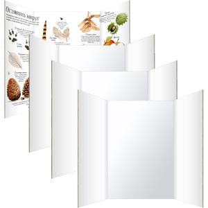 Trifold Poster Board 36"x48", 4 Pack White Extra Large Corrugated Display Board Foldable Board for School Projects, Science Fair, Business Presentations, Photo Displays, Graduation Exhibitions