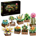 Educiro Flower Botanical Bonsai Building Set, Succulent Building Toys Block - 9 Pack, for Home Decor, Valentine's Day, Mother's Day, Christmas for Adults and Kids - 913pcs