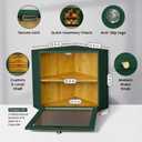 2 Tier Corner Bread Box for Kitchen Countertop, Green, Large