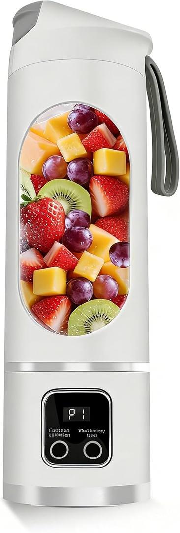 Portable Personal Electric Blender500ML Portable Shakes and Smoothies Blender12 Blades USB Rechargeable Small BlendersMixingCompactConvenient and Versatile(White)