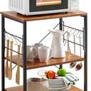 Mr IRONSTONE Microwave Cart 23.7'' for Small Space, 3-Tier Microwave Stand Coffee Cart Rolling Kitchen Utility cart on Wheels, Vintage