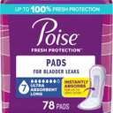 Poise Incontinence & Postpartum Pads for Bladder Leaks, 7 Drop Ultra Absorbency, Long Length, 78 Count, Packaging May Vary