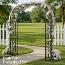 Metal Garden Arch, Heavy Duty Garden Trellis for Climbing Plants, with Enlarged Base for Stability, Perfect for Wedding Arches & Bridal Party Decorations, 71" W x 87" H