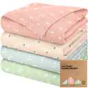 4-Pack Muslin Swaddle Blankets for Boys, Girls - Organic Baby Swaddles for Newborns, Soft & Breathable Receiving Baby Blankets for Girl, Boy, Neutral, Newborn Essentials Gift (Bloom)