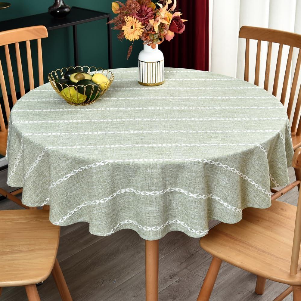Zobesta Green Table Cloth Round Tablecloth, Small Round Tablecloth Cotton Linen Tablecloth Round, Dining Table Cover for Kitchen Party (Sage Green, 53 x 53 Inch Round)
