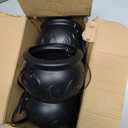 Halloween Cauldrons Serving Bowl Decor,Set of 3 Hanging Black Plastic Cauldron Bowls on Rack,Candy Punch Bowl Halloween Witches Cauldron for Home Kitchen Hocus Pocus Party Decorations Indoor