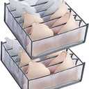 TOOVREN Bra Drawer Organizers, Underwear Wardrobe Organizers Divider, Lingerie Storage Bins, Closet Organizers and Storage Boxes, Foldable Closet Storage Box for Underwear Bra Socks (6 Grids, 2 Pack)