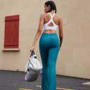 RUNNING GIRL Womens Ribbed V Crossover High Waist Yoga Pants Flare Leggings for Women with Side Pockets (S)