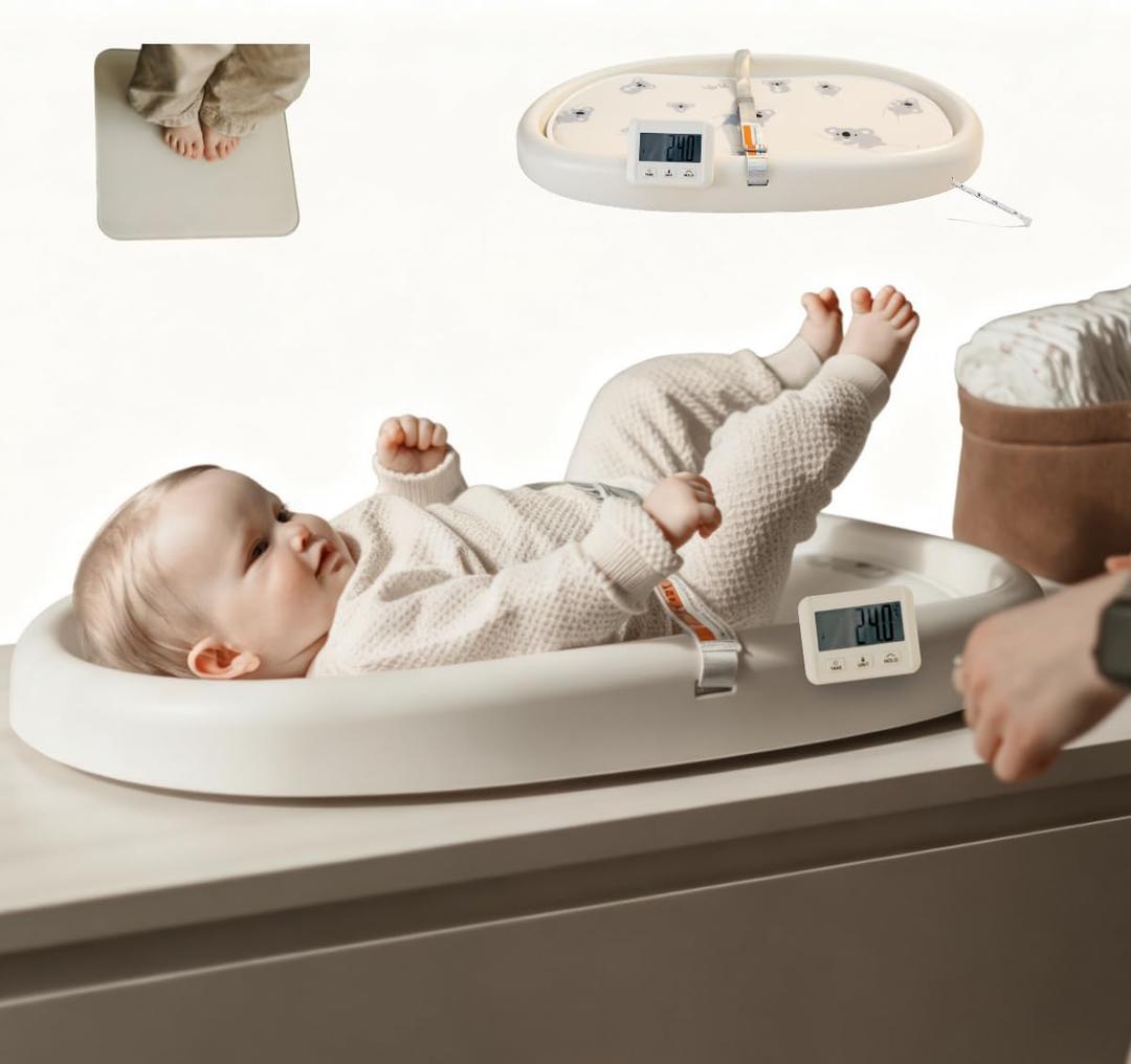 Cuddobaby 4-in-1 Changing Pad | Baby Scale | Height | Room Temp - Vanilla | Weight & Height Growth Monitoring, Integrated Tape, Wipe Clean Cover, for Newborn, Toddler & Adult - Table, Dresser, Bed