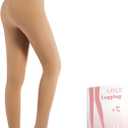 UISLII Fleece Lined Tights Women, Warm Pantyhose leggings Women,Fake Translucent Thermal Skin Colored Tights for Winter (Beige, Size L)