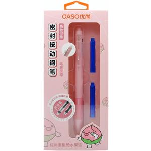 OASO K019 Retractable Erasable Fountain Pen Set 0.5mm with 2pcs Blue Ink Cartridges Smooth Writing for School Students(Pink)
