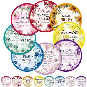 Gejoy 24 Pcs Christian Church Foldable Fan Style Christian Scripture Flower Handheld Round Folding Flying Disc for Women Man Daily Use Festival Wedding Party Favors Decorations Portable, 8 Style