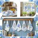 6Pcs Spring Hydrangea Kitchen Towels Set Blue Floral Butterfly Hand Dish Towels Blue Hydrangea Microfiber Dishcloths Kit Spring Tea Guest Towel Kitchen Bathroom Home Decor Housewarming Gifts