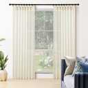 Pinch Pleated Curtains 2 Panels, Linen Textured Semi Sheer Curtain 84 Inches Long Back Tab Light Filtering Voile Window Drapes for Living Room, Bedroom and Farmhouse, 40 Inch x 84 Inch Ivory