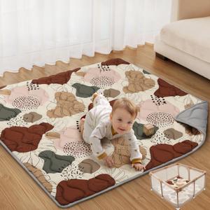 Blissful Diary Baby Play Mats for Floor, Crawling Mat for Playpen, Thicken Soft Padding Foam Playmats for Babies and Toddlers Infants, Foldable and Machine Washable, Boho Design, Size: 71" x 59"