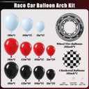 132pcs Race Car Balloons Arch Garland Kit, 18 12 10 5Inch Red Blue Black Checkered Wheel Tire Balloons for Race Car Birthday Party Decorations Two Fast Birthday Decor