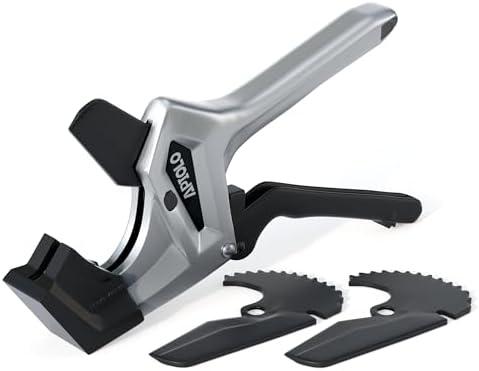 APIOLO Pvc Pipe Cutter with 2PCS Spare Blade, Pex Cutter, Cut up to 2 inches of pipe, Heavy-Duty Aluminum Ratchet Pipe Cutter Tool for PVC, PEX, PE, PVC Cutter Tool, PEX Pipe Cutter, PVC Pipe Shears