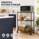 Simple Deluxe 3-Tier Heavy Duty Adjustable Storage Shelf with Wheels, 23.23”W x 13.39”D x 30.31”H, Mobile or Stationary Metal Shelving Unit, Easy Assembly for Kitchen, Pantry, Laundry Room, Black