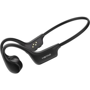 Bone Conduction Headphones, Open Ear Headphones Wireless Earphones, 32GB MP3, 8 Hours Playtime, Bluetooth 5.3, IP68 Waterproof Earphones for Running and Fitness Workout - Black
