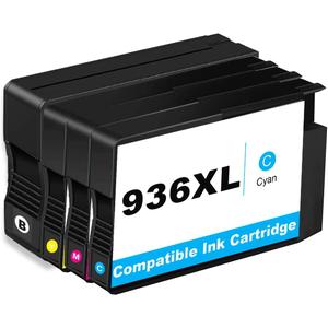 936e Ink Cartridges Combo Pack Replacement for HP 936 XL 936XL for OfficeJet 9122e; Pro 9120e 9120 9125e 9125 9128e 9135e 9135 9110b 9120b 9130b 9130; Pro Wide Format 9730e 9730 Printers- KCMY 4-Pack