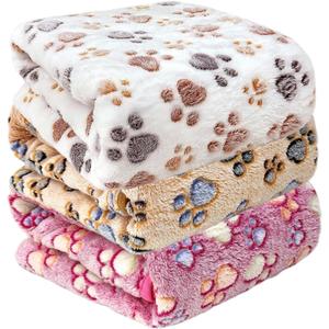 Dog Blankets for Large Dogs, 3 Pcs Dog Blanket Washable, Soft Fluffy Flannel Pet Blanket Mat Cover for Bed Couch, Cute Print Puppy Blanket 60" x 50"