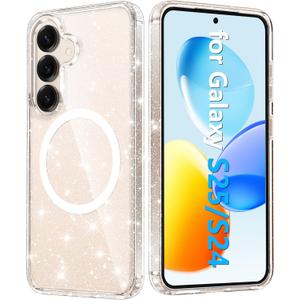 FNTCASE for Samsung Galaxy S25 Case: for Samsung S24 Case Bling Sparkle Clear Military Grade Drop Protection Anti Yellowing Glitter Cell Phone Cover - Rugged Shockproof Protective Transparent Cases