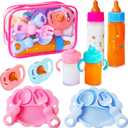 13 Pcs Baby Doll Accessories Magic Bottle Set, Pretend Play Feeding Toy Set with Package, Doll Feeding Set for Kids Girls, Magic Disappearing Juice Milk Bottles, Sippy Cups, Pacifiers, Bowl Spoons